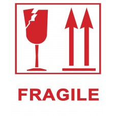 Safety Fragile Labels - RED - 100mm x 150mm - 250 LABELS PER ROLL